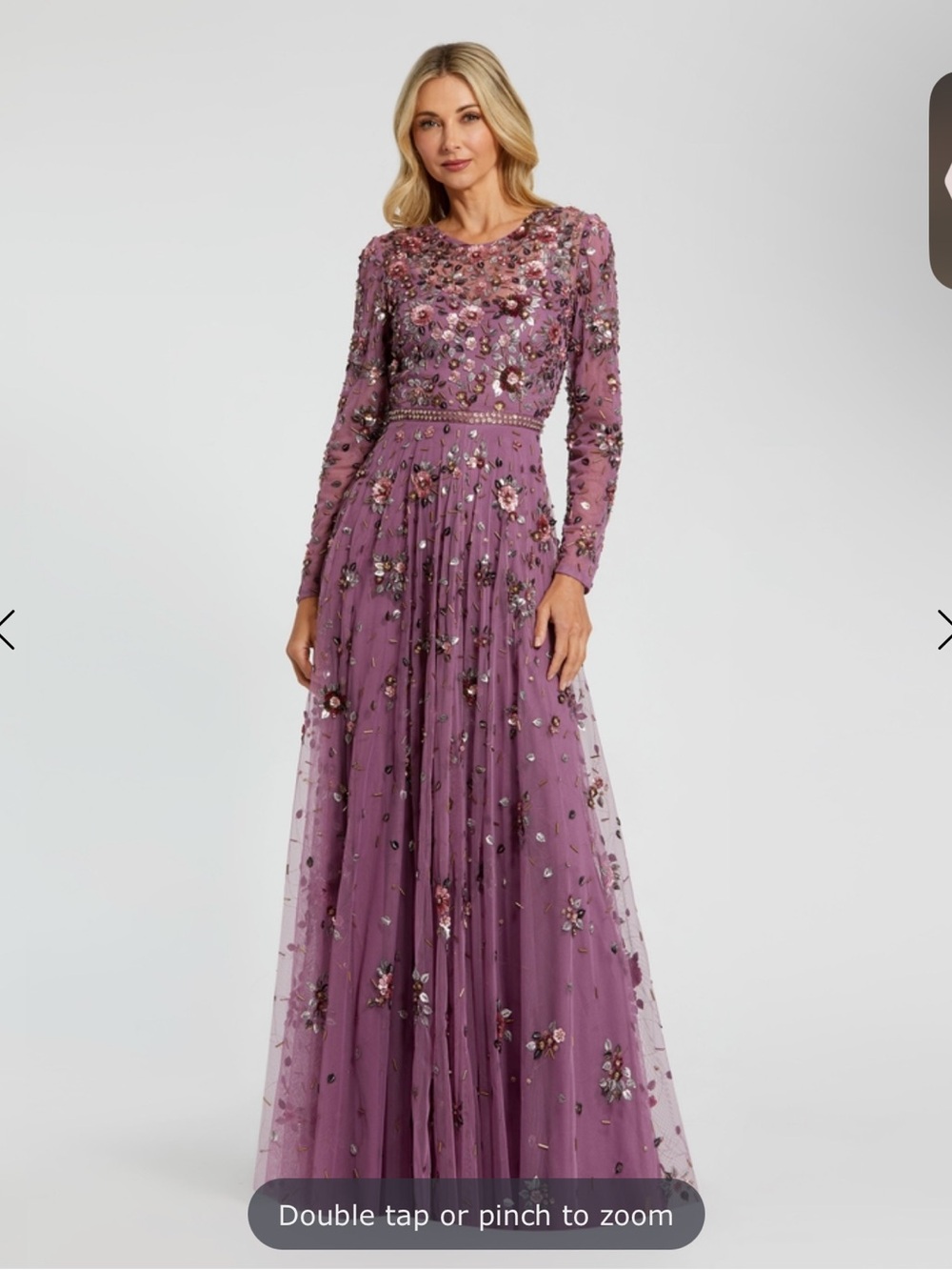 Mac Duggal Lavender Embellished Long Sleeve Gown